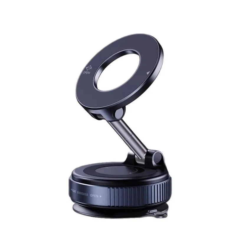 Car phone holder with vacuum adsorption and magnetic suction, new 2025 model, for in-car navigation.
