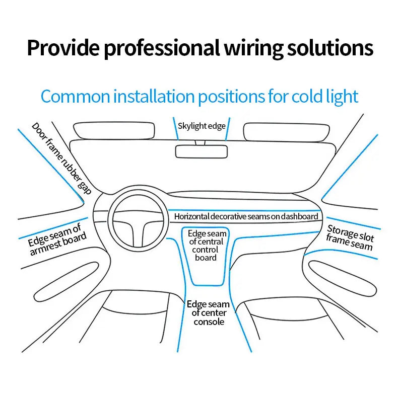3 Meters 7 Colors in 1 Car Interior Accessories Atmosphere Lamp Cold Light Line With USB Decorative Dashboard Console LED Lights