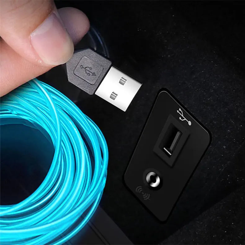 3 Meters 7 Colors in 1 Car Interior Accessories Atmosphere Lamp Cold Light Line With USB Decorative Dashboard Console LED Lights
